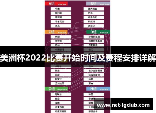 美洲杯2022比赛开始时间及赛程安排详解
