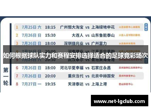 如何根据球队实力和赛程安排选择适合的足球竞彩场次